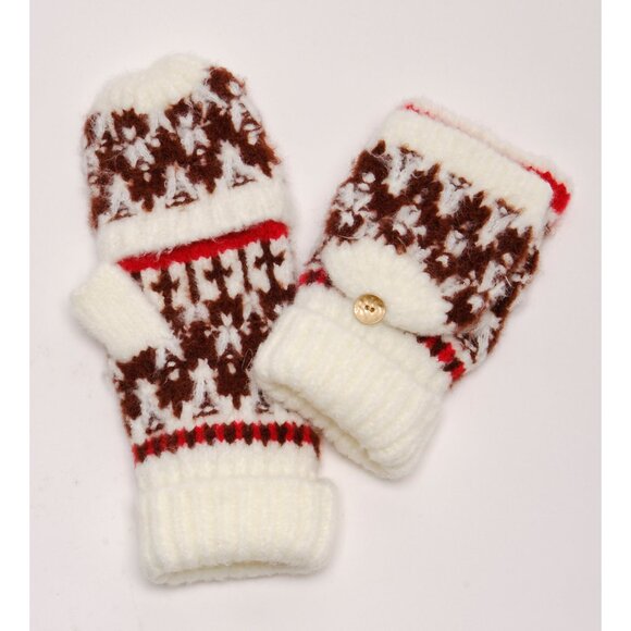 NWT FREE PEOPLE First Frost Fairisle Gloves / Ivory - Picture 4 of 7